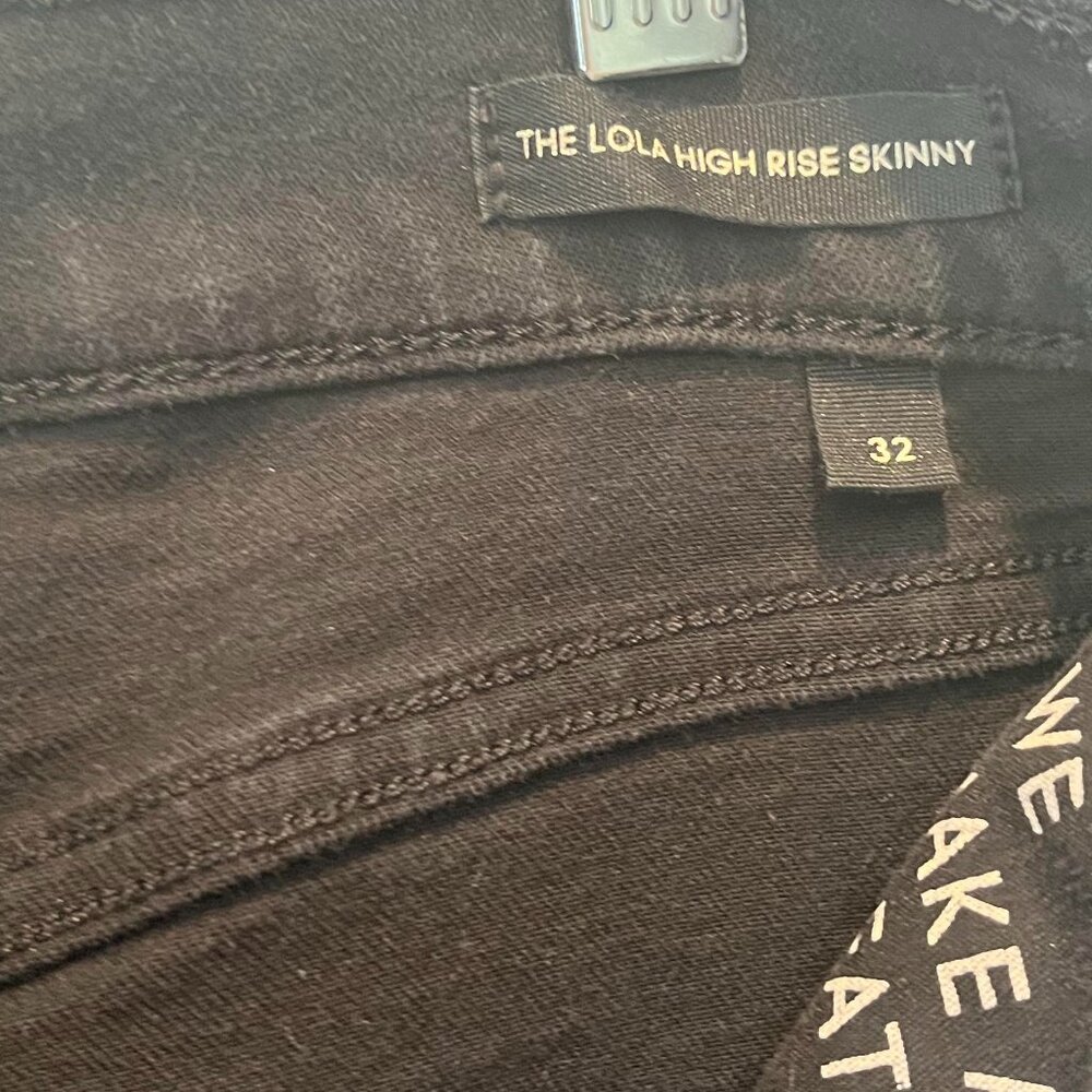 Denim Forum Lola Ultra High Rise Skinny Crop Raw Hem Jean in Black--Size 32 - Picture 5 of 6